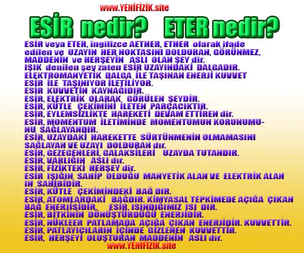 esir nedir? eter nedir?